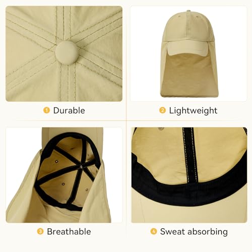 Image of American Trends Mens Sun Hat with Neck Flap, UV Protection Outdoor Flap Hat, Packable Soft Fishing Hiking Gardening Hat