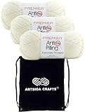 Premier Yarns Everyday Anti-Pilling Solid Aran DN100-68 (3-Skeins - Same Dye Lot) #4 Worsted Weight Acrylic Yarn for Crocheting and Knitting with Project Bag
