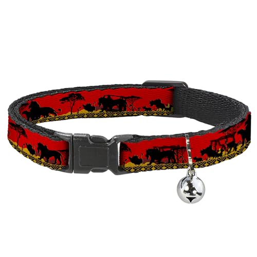 Image of Buckle-Down Breakaway Cat Collar - Mufasa & Simba JUST CAN'T WAIT TO BE KING /Family Silhouette - 1 /2 inch Wide - Fits 8-12 inch Neck - Medium