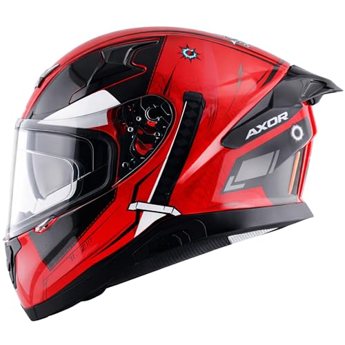 Image of Axor Apex Marvel Deadpool ISI ECE DOT Certified Full Face Dual Visor Helmet for Men and Women Dual EPS Protection with Pinlock Fitted Outer Clear Visor and Inner Smoke Sun Visor Red Black-L