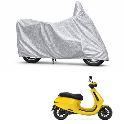 Image of 100% Waterproof Two Wheeler Body Cover Multi Layered Fabric Designed for Ola S1 | Belt Buckle Lock | Silver Mag