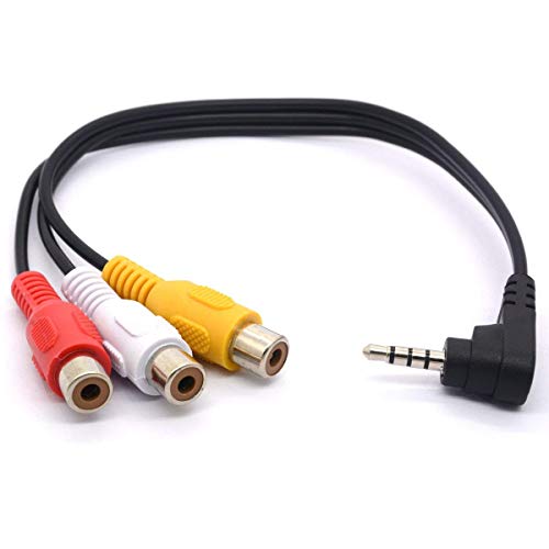 Cable de 3.5 mm Macho a 3 RCA Hembra de 90 Grados SAIBANGZI para Audio y Video en HDTV