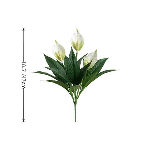Curtek 2 Pcs Artificial Plants 18.5Inch Artificial Anthurium Fake Tropical Green Floral Plants For Wedding Garden Office Home Decor,White #TOP1