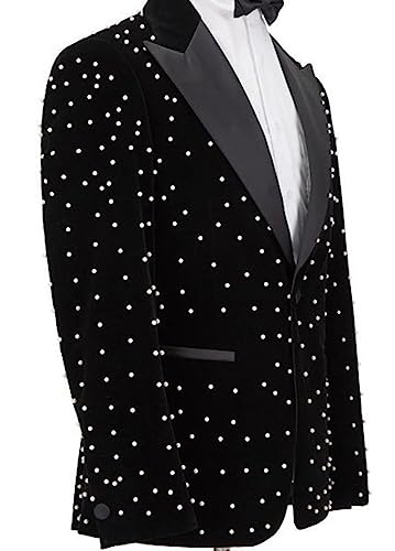 Men's Diamond Velvet Blazer Prom Daily Banquet One Button Peak Lapel Suit Coat3