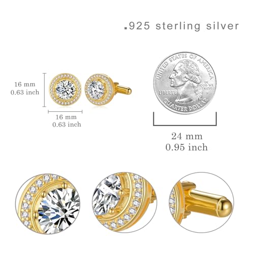 Moissanite Cufflinks for Men 925 Sterling Silver Cuff Links Mens Tuxedo Cuff Links Business Wedding Father's Day Jewelry Gifts for Men Father Husband4