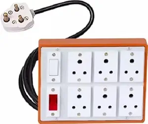 Extension Board Heavy Duty Cable 10 Meter Wire with 6 Anchor Socket and 1 Anchor Switch and 1 Indicator with 3 Pin Plug Set of - 1