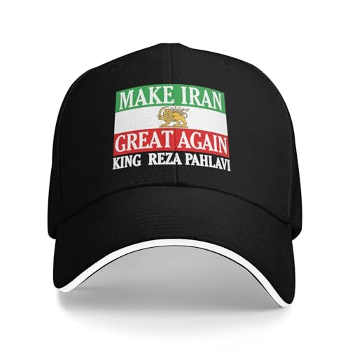 Miga King Reza-Pahlavi Hat Make Iran Great Again Hat Trucker Cap for Men Women Black