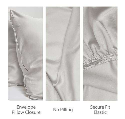 Image of Threadmill 300 TC Viscose Made from Bamboo Queen Sheet Set, Light Grey