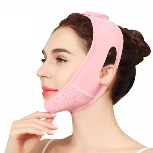 Noafricz V Line Lifting Mask, Correa Reutilizable de Adelgazamiento Facial, Rosa Correa Adelgazante Facial Mujer, para Afinar el Rostro y Estilizar la Línea de la Mandíbula, Reafirmante Antiarrugas