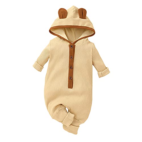 Image of Thorn Tree Newborn Baby Girl Boy Hooded Romper Unisex Baby Knitted Jumpsuit Infant Kids Solid Outfits Baby Girl Boy Jumpsuit
