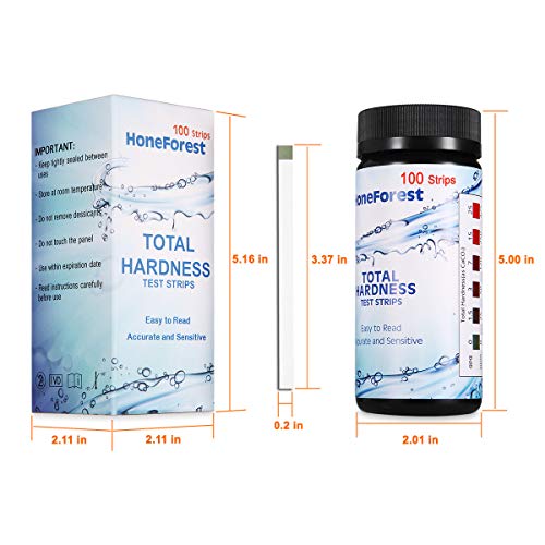 Water Hardness Test Strips,Upgraded 100ct,0-425 mg/L, HoneForest Hard Water Test Kit, Testing Total Hardness of Water Softener, Drinking Water Quality, Pool Water,etc