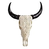 Skull Bliss - Hand-Carved Real Authentic Taxidermy Cow Skull/Bull Skull Wall Decor with Horns/Real Animal Cow Skull Wall Decor (Standard Horns)