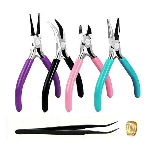 Cidkoth 4Pcs Jewelry Making Pliers Set Including Needle Nose Pliers Round Nose Plier and Wire Cutters Versatile Jewelry Tools for Repair Wire Wrapping Beading and Various Crafts