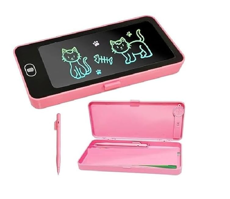 Pencil Box with Password Lock & LCD Writing Slate Geometry Box for Kids | Digital Writing Pad Pencil Case for School | Art Plastic Pencil Box (Multicolor)-image-26