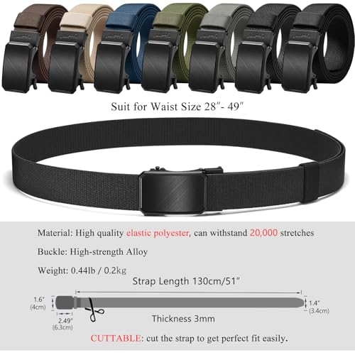 LionVII Mens Belt Ratchet Elastic, Stretch Belt for Work with Automatic Buckle for Men,1 3/8" Adjustable to Fit 28-49" Waist2