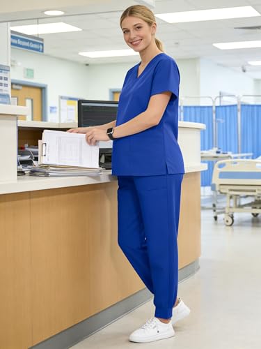Image of PACBREEZE Women's Maternity Scrubs with 6 Pockets, Workwear Maternity Jogger Scrubs Pregnancy Pants, S-XXL
