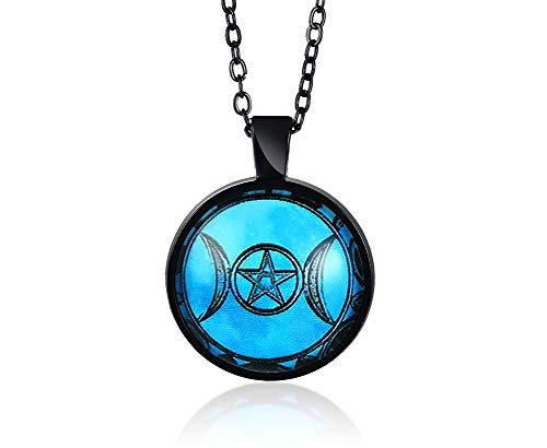 Vnox Triple Moon Goddess Tree Of Life Pendant Pentagram Necklace Witch Wiccans Talisman Pendant Wiccan Pagan Jewelry Amulet #TOP5