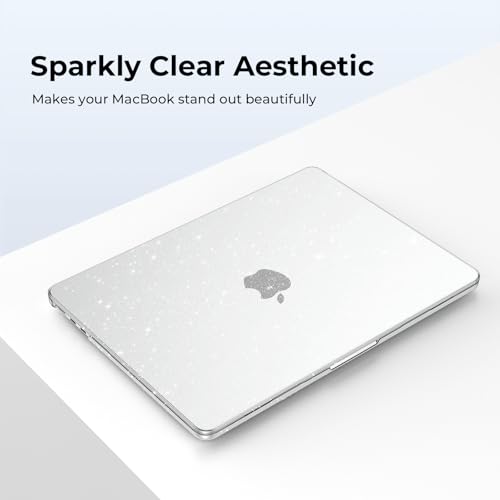 EooCoo Case Compatible with MacBook Air 13 inch 2026 2025-2022 Release M4 M3 M2 A3240 A3113 A2681, Glitter Hard Shell&Keyboard Skin Cover&Screen Protector for Mac Air 13.6 inch Case, Sparkly Clear