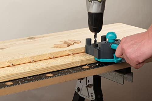 wolfcraft 4640000 - Prowadnica wiercenia w drewnie - Szablon do łączenia drewna - Do kołków 6, 8 i 10 mm, do paneli o grubości 12-30 mm