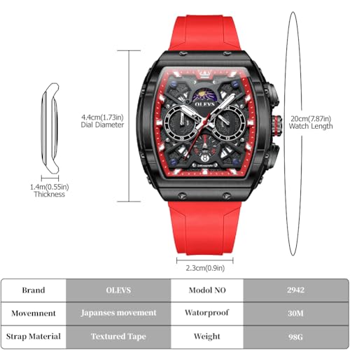 Image of OLEVS Watches for Men Business Diamond Moon Phase Male Watch Chronograph Fashion Dress Waterproof Date Analog Quartz Waterproof SiliconeMen Wrist Watch