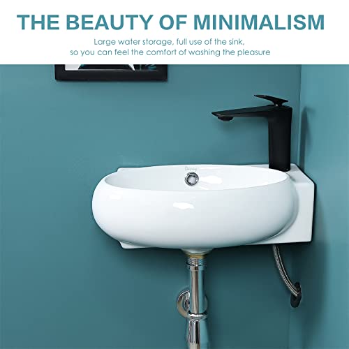 Davivy 17.1" X 12" Wall Mount Bathroom Sink With Pop Up Drain And Installation Kit,Bathroom Corner Sink,White Vessel Sink,Small Bathroom Sink,Bowl Sinks For Bathrooms #TOP5