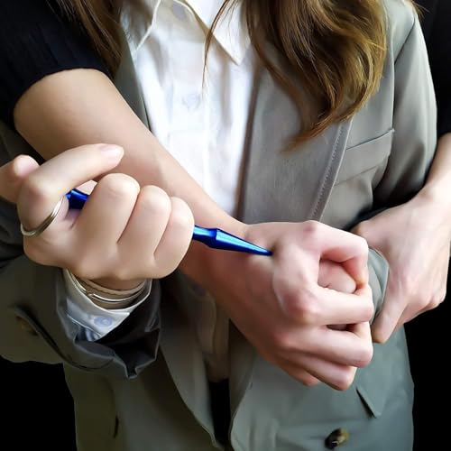 YUGUOLAN 2 Stück Selbstverteidigung Frauen, Kubotan Selbstverteidigung, Selbstverteidigung Waffen Legal, Schlüsselanhänger Verteidigungs Waffen, Für Frauen, Kleine Waffen (Schwarz, Silber)