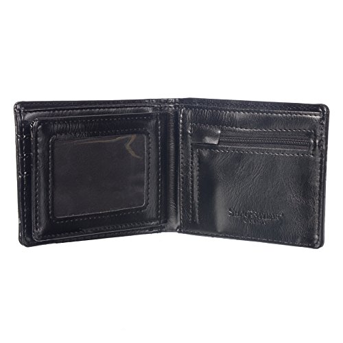 Shag Wear Men's Vegan Faux Leather Bifold Iconic Prints Wallet with Clear ID Window and Zipper Coin Pocket, Mountain Scene