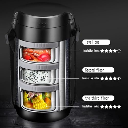 Szczelne pudełko na lunch Bento ze stali nierdzewnej z 3 poziomami i zestawem sztućców – przenośne pojemniki na lunch dla dorosłych na lunch do pracy i szkoły