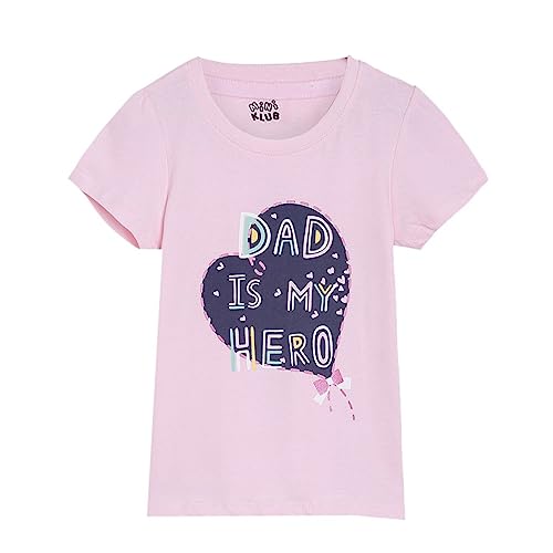 Image of miniklub Girls Pink Printed Pure Cotton Top