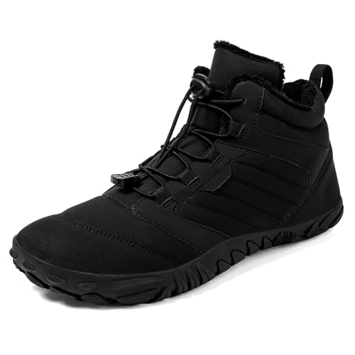 Image of Men's and Women's Barefoot Hiking Boots | Zero Drop Winter Snow Boots with Wide Toe Box | Slip-On Waterproof Ankle Booties | Minimalist Five-Finger Sneakers for Outdoor Hiking and Walking