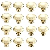 WUFKOP 15pcs Pomelli per Mobili, Maniglie per Mobil, Pomelli Dorati Vintage per Cucina con Viti, Pomelli Rotondi per Armadi e Cassetti per la Cucina, Camera da Letto, Bagno