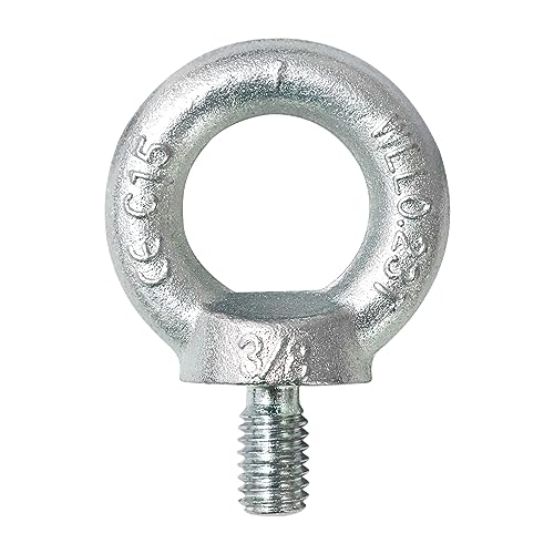Image of 3 /8 inch-16 UNC Standard Lifting Eye Bolts, Drop Forged Galvanized Threaded Fastener, C15 Stainless Steel Ring Shape Lifting Eye Bolts, 2 Packs