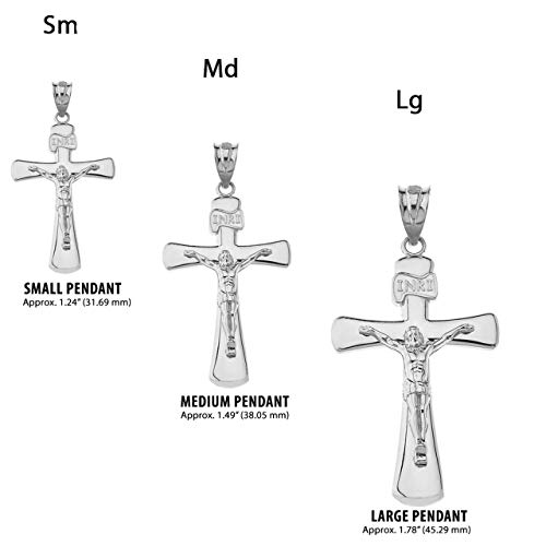 Claddagh Gold 925 Sterling Silver Catholic Jesus Christ on INRI Cross Crucifix Pendant Necklace Sizes (S-L)2