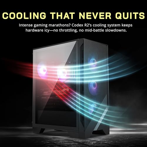 Image of msi Codex R2 AI Gaming Desktop, Intel Core Ultra 7 265, NVIDIA GeForce RTX 5060 Ti 8GB GDDR7, 64GB DDR5, 2TB SSD, Air Cooling, Wi-Fi 6E, Keyboard & Mouse, Windows 11, Black, 1TB Docking Station Set