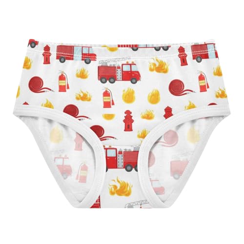 Joisal Cute Red Fire Trucks Panties Little Girl Toddler Girls Underwear Cotton Flower Underpants Briefs 2t