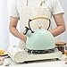 HGRVUTCFI Stovetop Whistling Kettle, Ergonomic Wooden Handle, Thickened Composite Bottom, Suitable for All Hob/Stove Types, Including Induction -Green||2.5L Kettle