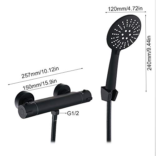 Juego de grifo de ducha negro de cobre termostático para un baño de lujo 4
