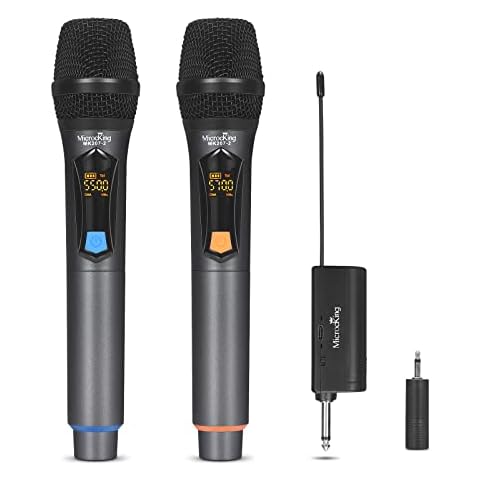 MicrocKing Wireless Microphone, UHF Metal Handheld Cordless Dynamic Mic System, Auto Connect, 1/4‘’Output, 200 FT for Karaoke/Party/DJ/Wedding/Speech/Outdoor Events Cover
