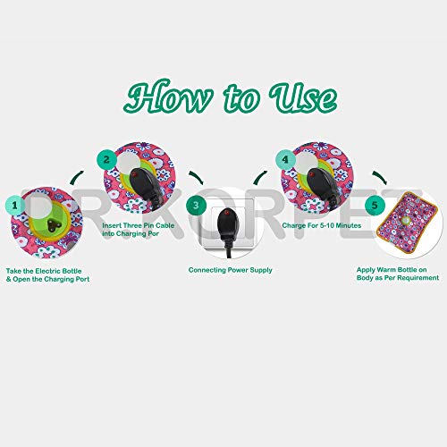 Image of Rechargeable Heating Pad Electric For Pain Relief, Hot Water Bag Electric For Pain Relief, Hot Bag Heating Pad Auto Cut Electric Heating Pads (Any Color&Design) Pack of 3, Multicolor