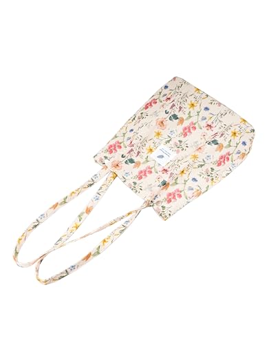 Image of TOPASION Cute Corduroy Tote Bag Canvas Shoulder Handbags for Women Travel Shopping