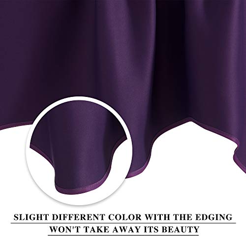 Nicetown Blackout Window Draperies Curtains - Home Fashion 52-Inch By 18-Inch Scalloped Pole Pocket Valance Kitchen/Living Room/Bedroom Window Toppers Curtains, Dark Purple, 2 Panels #TOP3