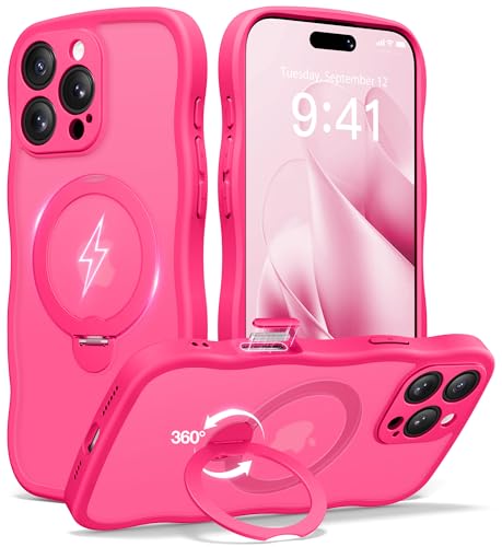 CAPRARO for iPhone 16 Pro Case with Magnetic Stand, Hot Pink