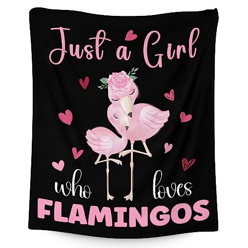 Flamingo Blanket Gifts - 30x40 Inches Cute Throw for Women & Girls - Black Soft Fuzzy Blankets for Couch & Office