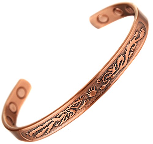 Topt Mag - Pulsera de cobre con 6 imanes magnéticos, 3000 g, diseño celta de dragón celta, tribal, hombre y mujer