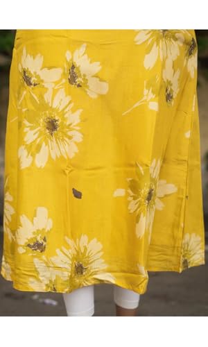 Image of Sun Fashion And Lifestyle Rayon Printed Straight Calf Length Kurta for Women | Kurti (KT69 Yellow)
