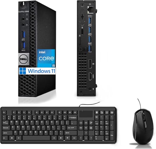 Dell Optiplex 5050 Mini-PC mit Intel Core i5-6500 8 GB RAM 256 GB SSD US-QWERTY-Tastatur WLAN Bluetooth und Windows 11 Pro (Generalüberholt)