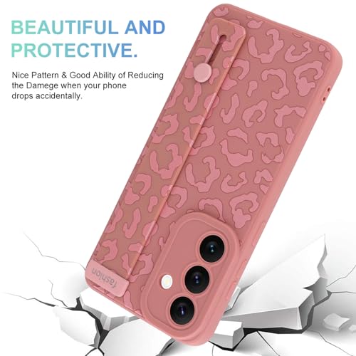 Image of Compatible with Samsung Galaxy S25 FE Case with Strap Wrist Pink