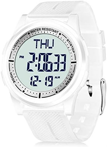 Beeasy Womens Digital Watch Waterproof with Stopwatch Alarm Countdown Timer Dual Time, 12/24 Hours Thin Digital Wrist Watches for Women, White