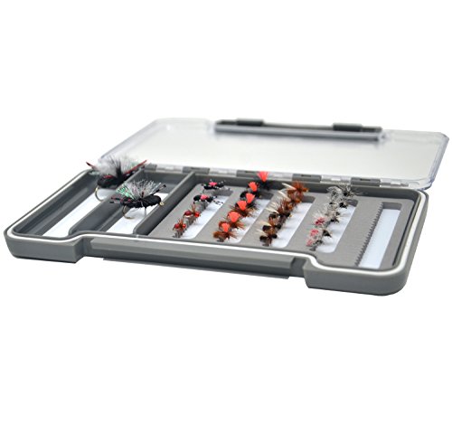 Outdoor Planet 24/36pieces Trocken-Fliegen, Fliegen und Nymphe Fly Lure assotment für Fliegenfischen, 24pieces Ant Terrestrials Dry Flies + Slim Waterproof Box Cover
