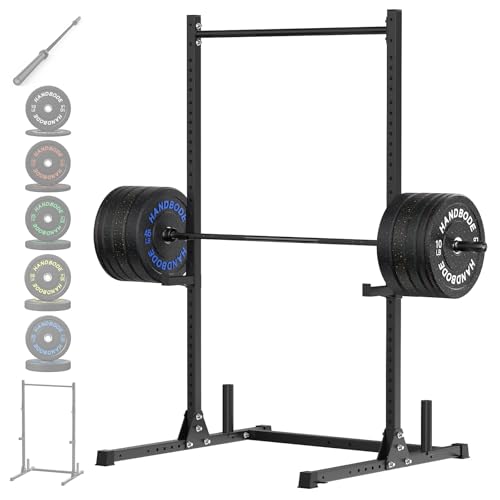 Image of HANDBODE Squat Rack, 7ft Barbell, Weight Plates Set 260 lb, Home Gym Equipment, Black